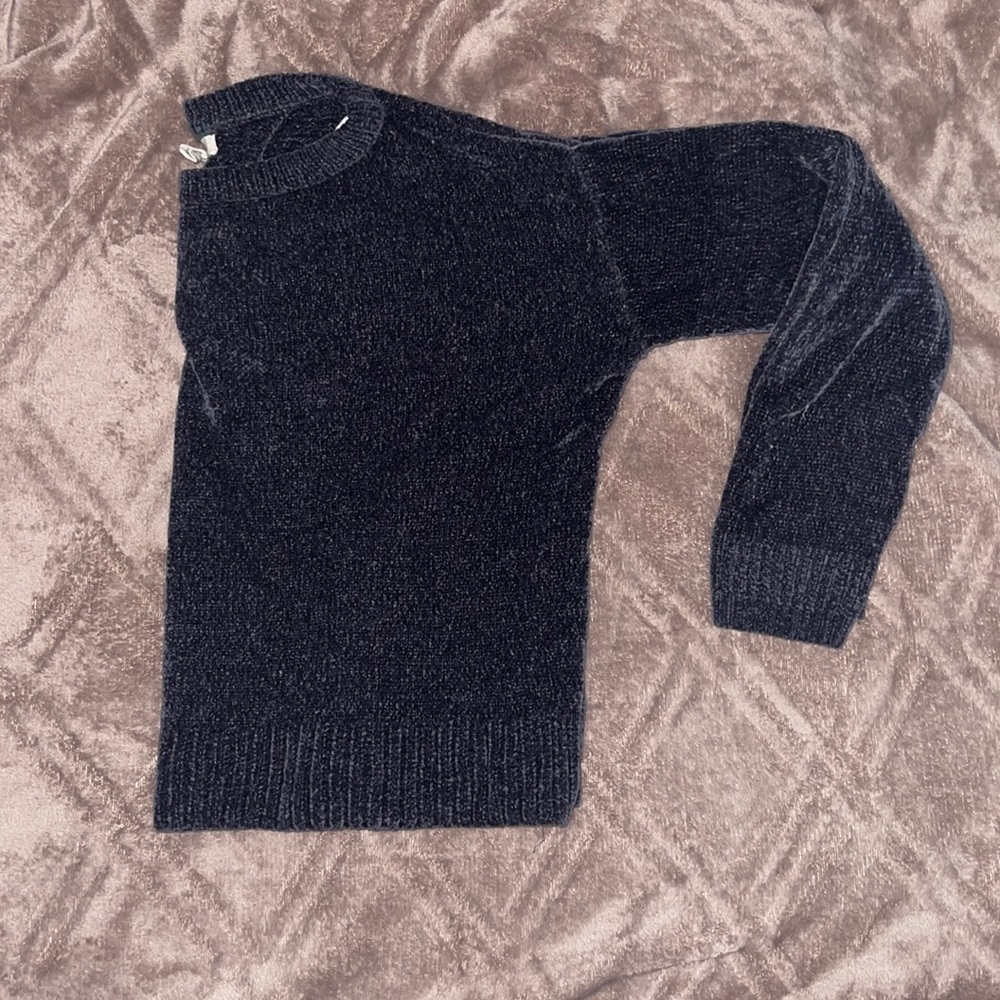 Love Crazy, Medium, Dark Blue, Long Sleeve, Velvet Sweater